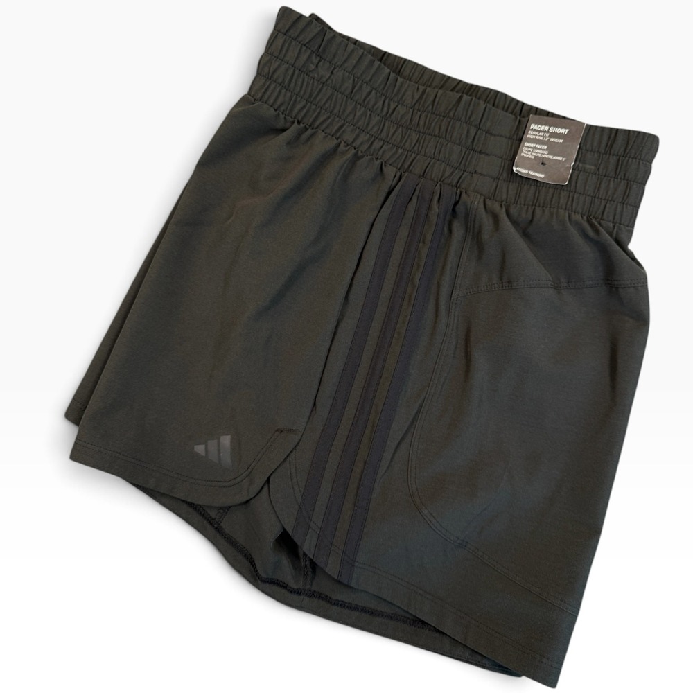 ADIDAS Pacer Training High Rise Shorts Womens XL Black Athletic Performance
